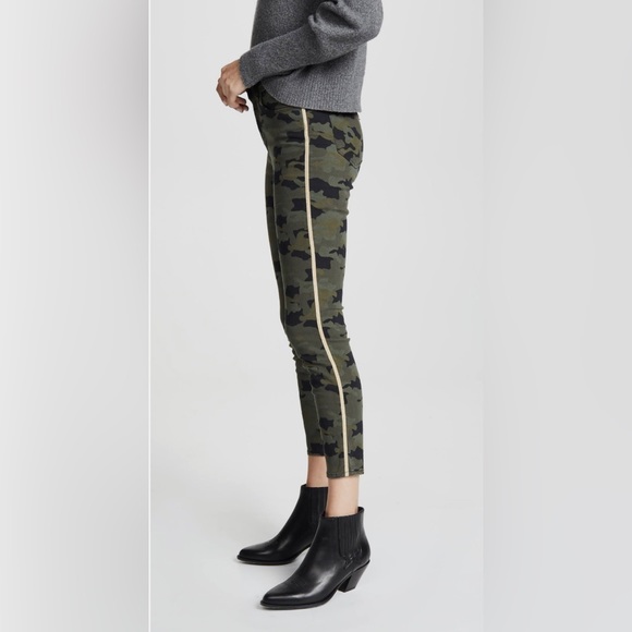 L’AGENCE Margot Stretch Denim Camo Jeans With Gold Side Stripe, New - Picture 8 of 15